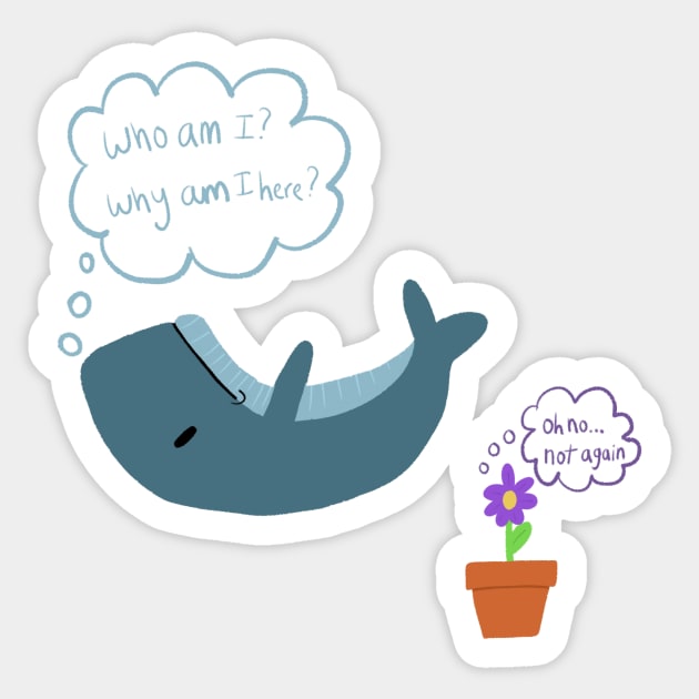 Falling Whale and Petunias Sticker by allysci